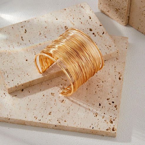 Gold Wide Cuff Bracelet for Women