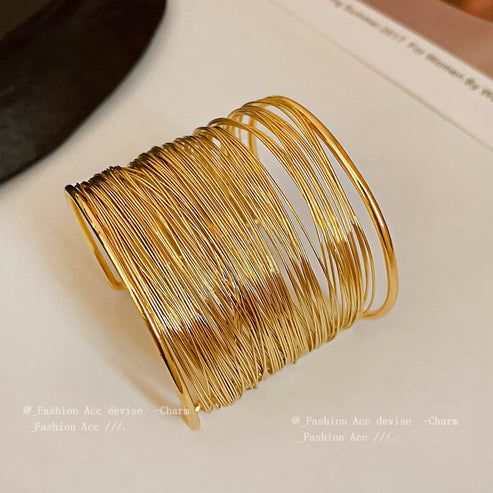 Gold Wide Cuff Bracelet for Women