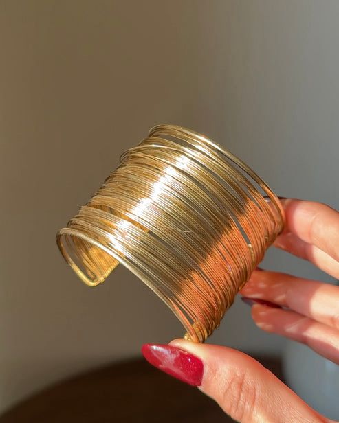 Gold Wide Cuff Bracelet for Women