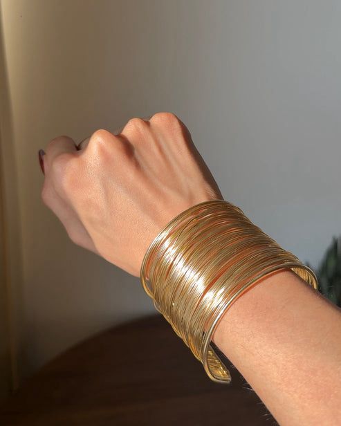 Gold Wide Cuff Bracelet for Women
