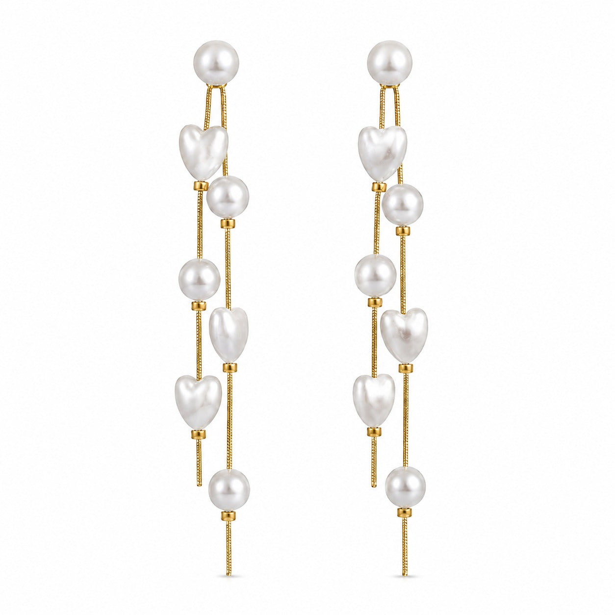 Pearl Heart Drop Earrings for Women