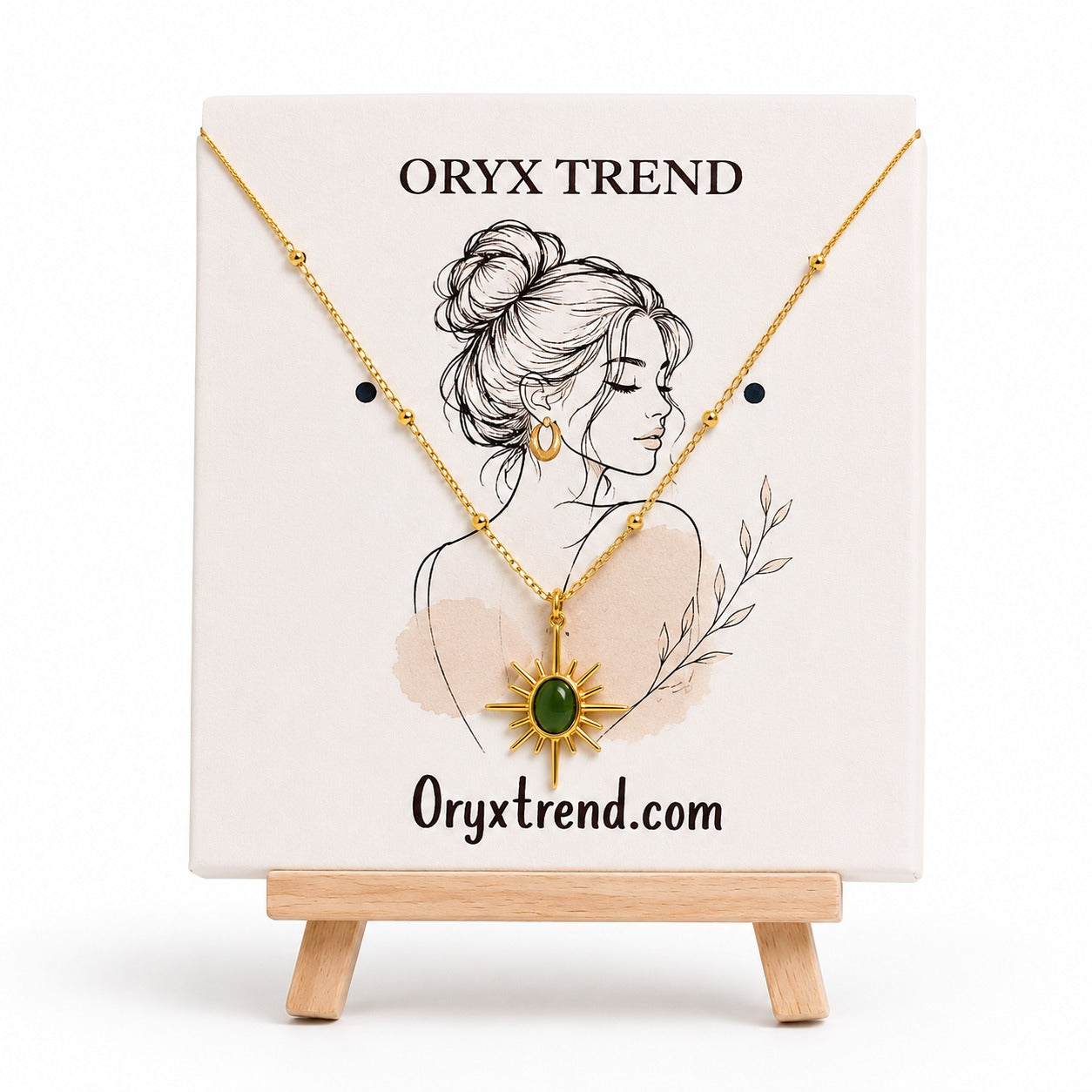 Green Sunburst Pendant Necklace for Women