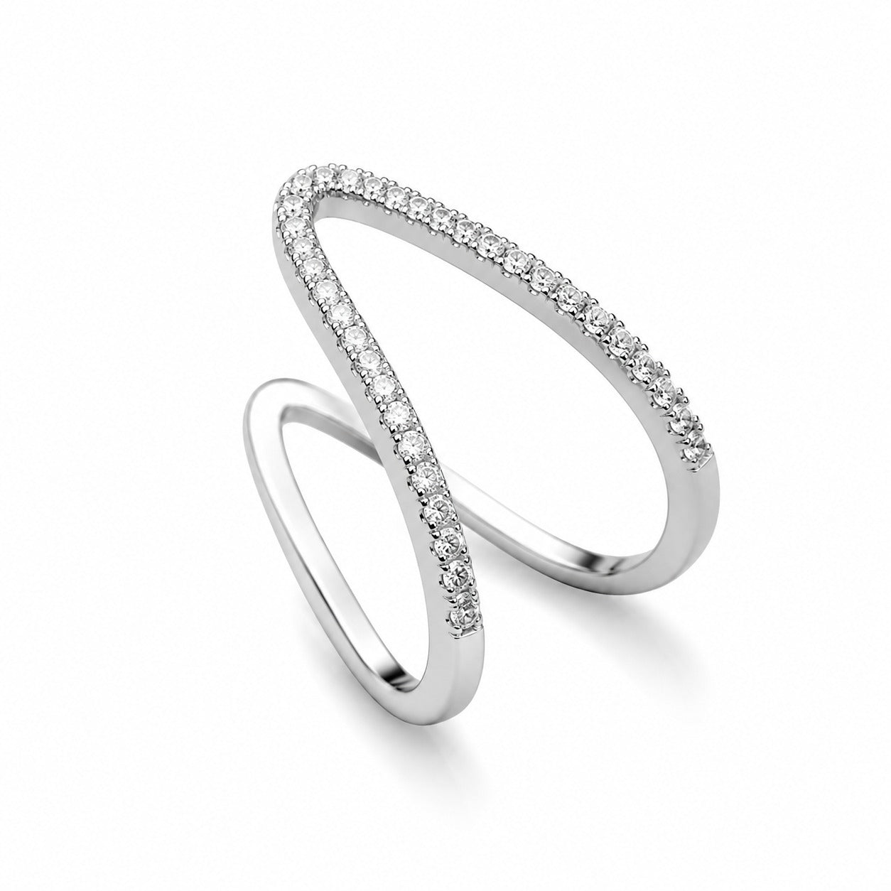 Silver Diamond Deep V Ring – Trendy Chevron Statement Band