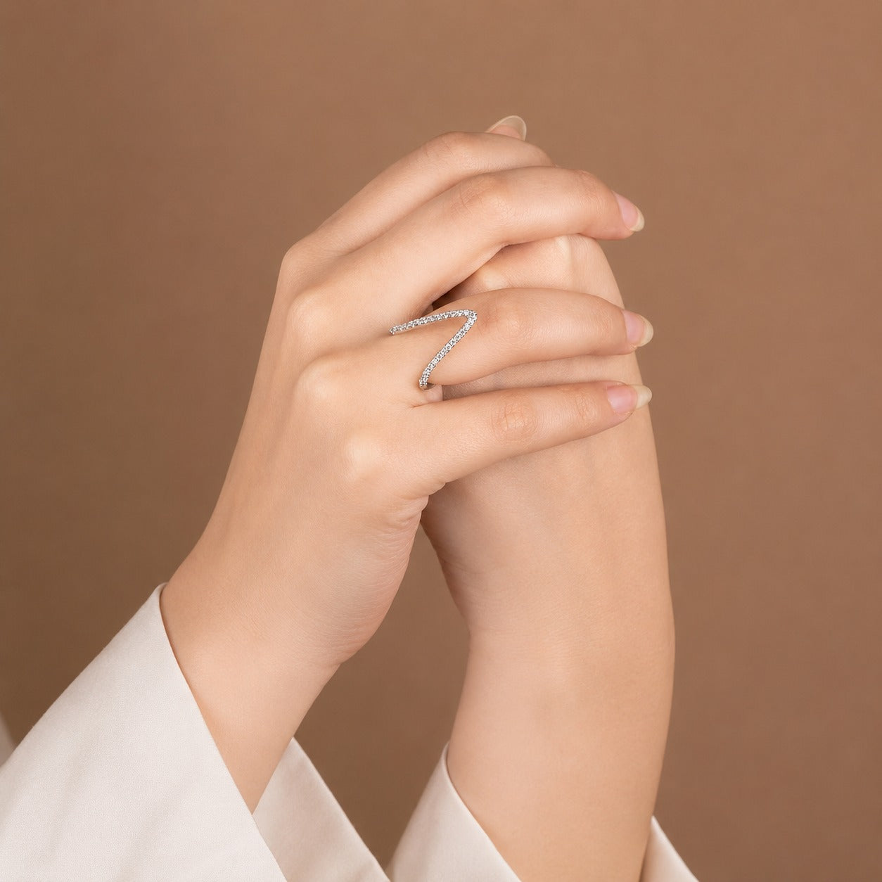Silver Diamond Deep V Ring – Trendy Chevron Statement Band