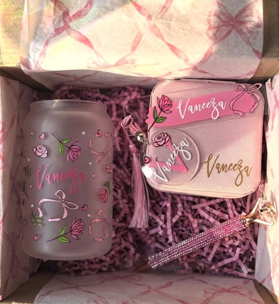 Personalized Glass Tumbler & Jewelry Box Gift Set – Custom Name Gifts