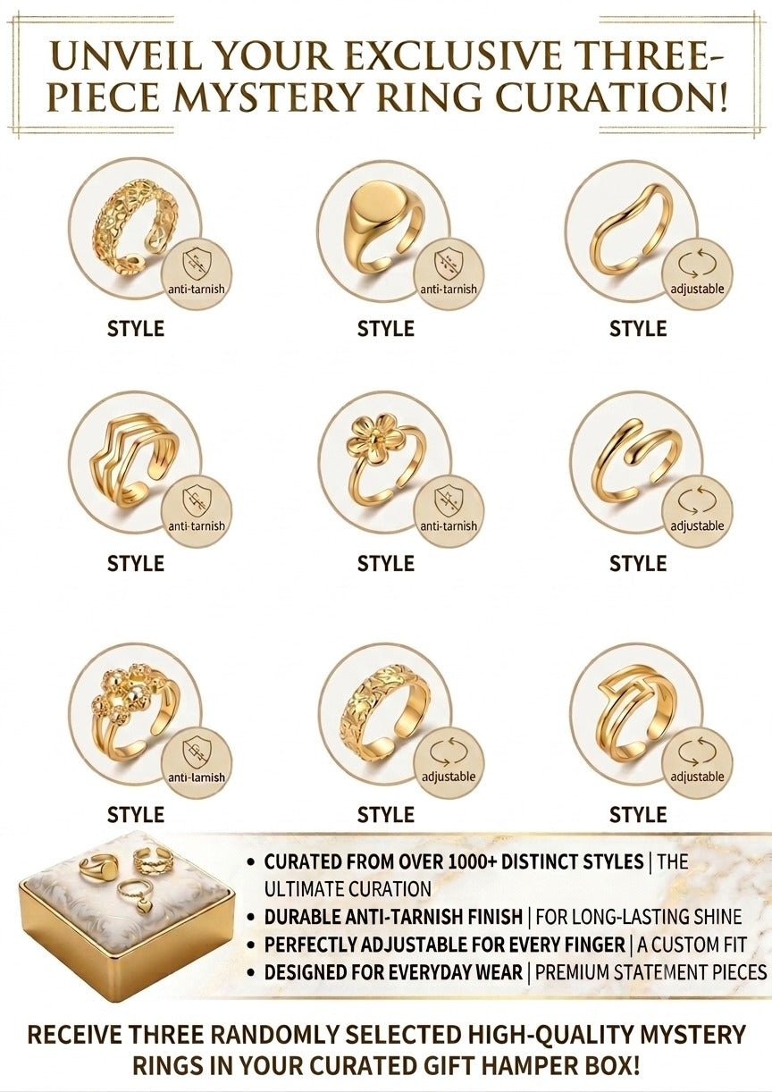 Gold Plated Anti tarnish Jewelry Gift Box Set – Necklace, Earrings & 3 Rings