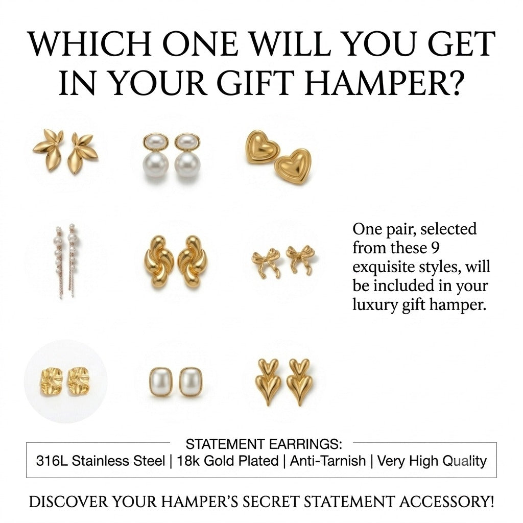 Gold Plated Anti tarnish Jewelry Gift Box Set – Necklace, Earrings & 3 Rings