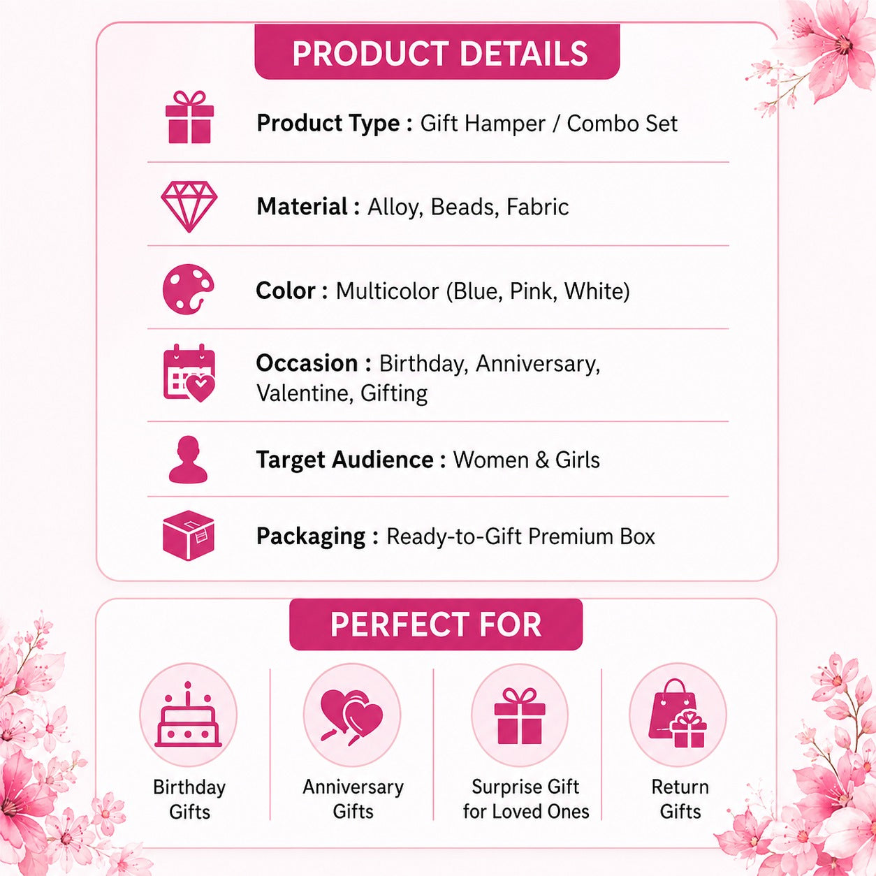 9-Piece Women's Fashion & Beauty Hamper – Jewelry, Hair Accessories & Press-On Nails
