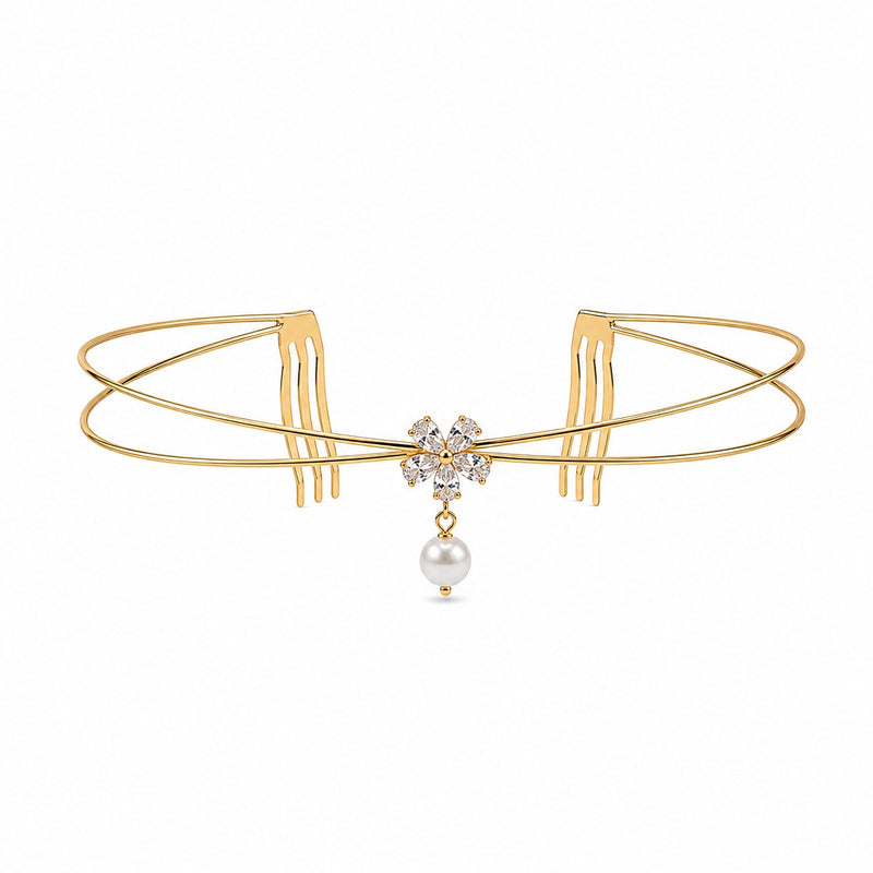 Gold Pearl Hair Vine – Elegant Bridal Hair Accessory