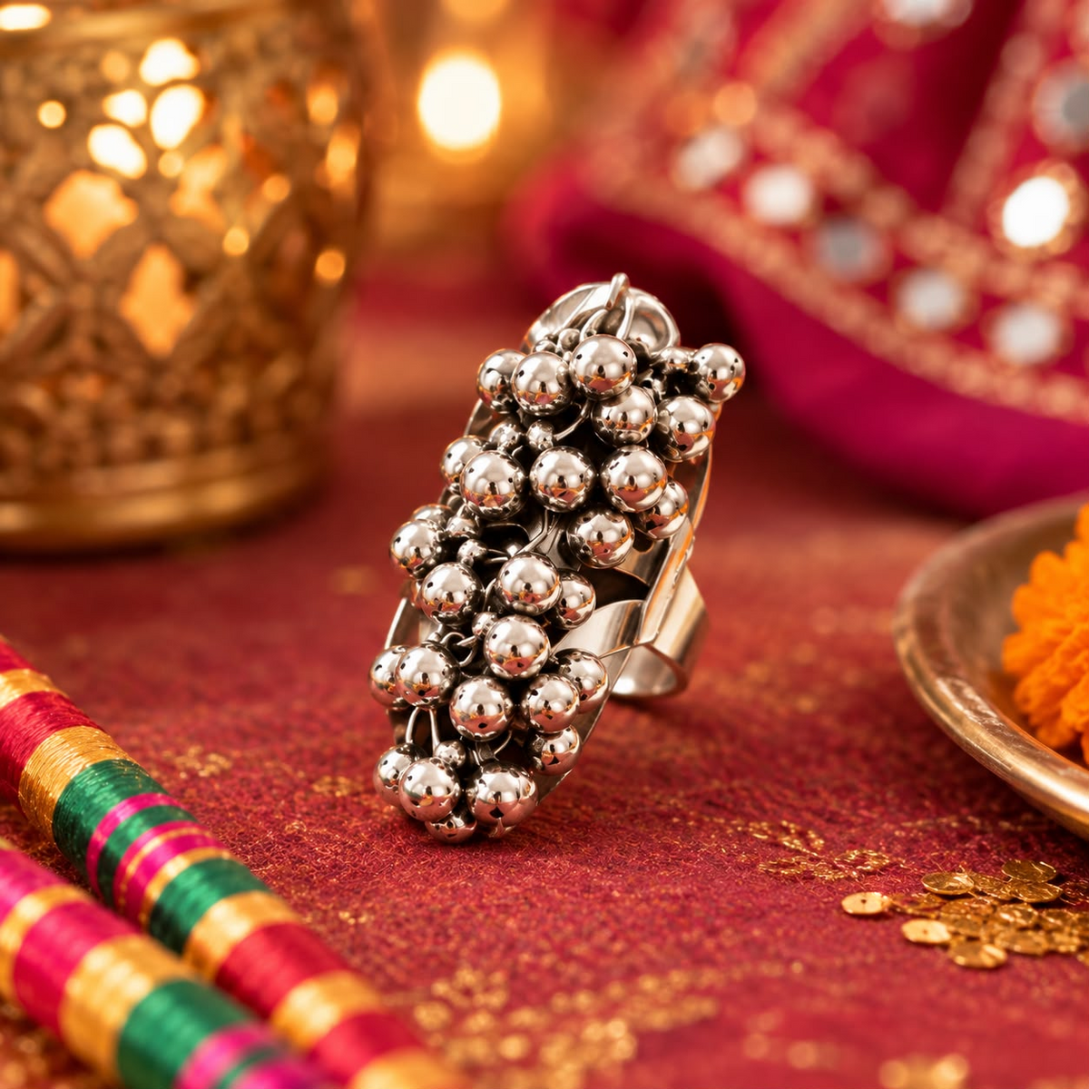 Oxidised Silver Ghungroo Bracelet for Women