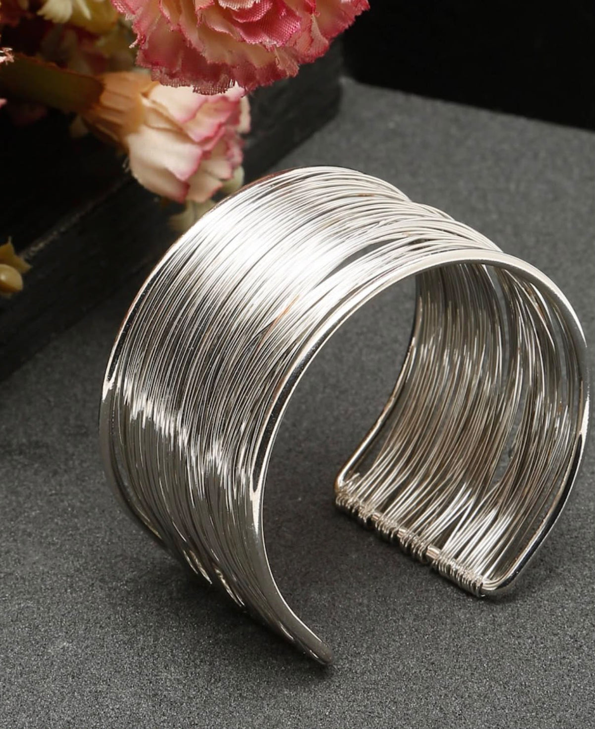 Silver Oxidised Multi Layer Bangle Bracelet for Women