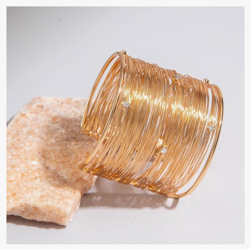 Gold Plated Statement Cuff Bangle Bracelet