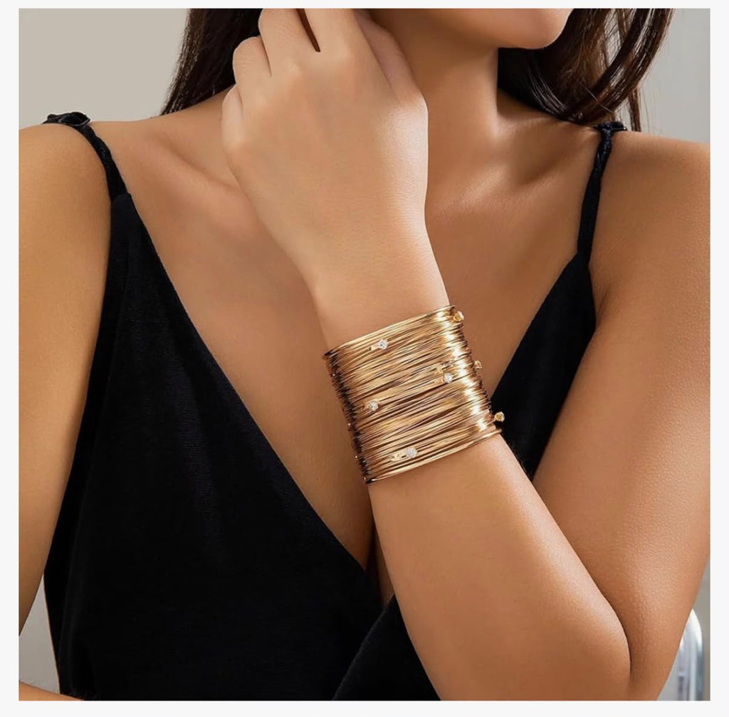 Gold Plated Statement Cuff Bangle Bracelet