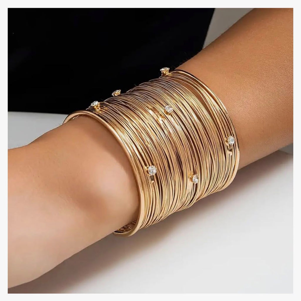 Gold Plated Statement Cuff Bangle Bracelet