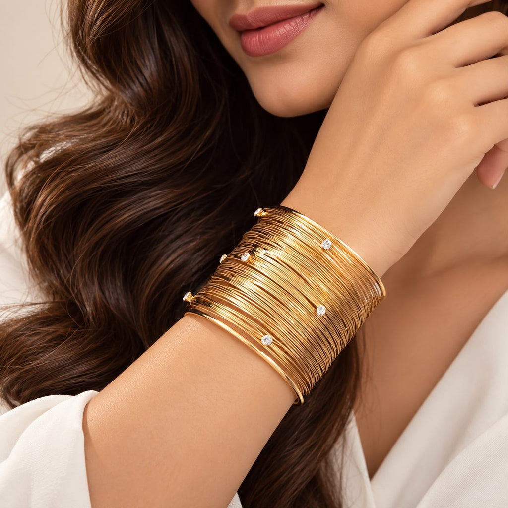 Gold Plated Statement Cuff Bangle Bracelet