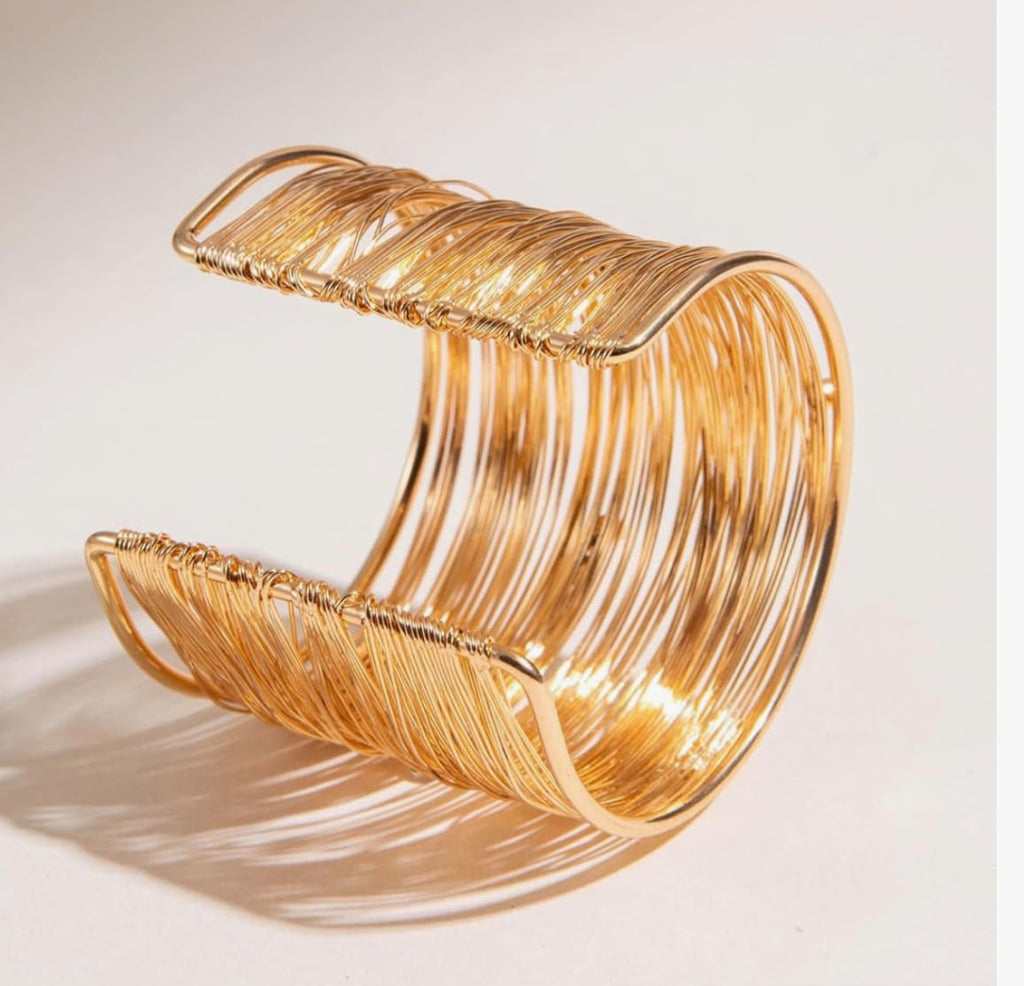 Gold Plated Statement Cuff Bangle Bracelet