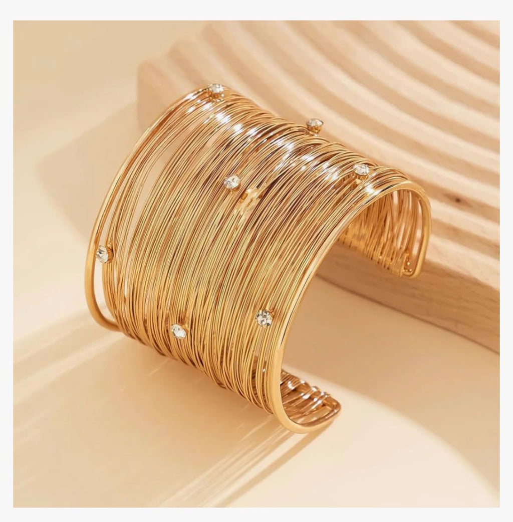 Gold Plated Statement Cuff Bangle Bracelet