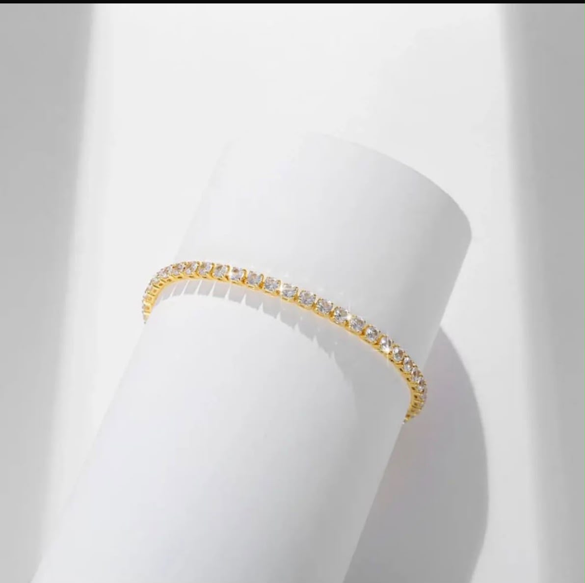 Gold Plated Cubic Zirconia Tennis Bracelet – Adjustable Chain Bracelet for Women