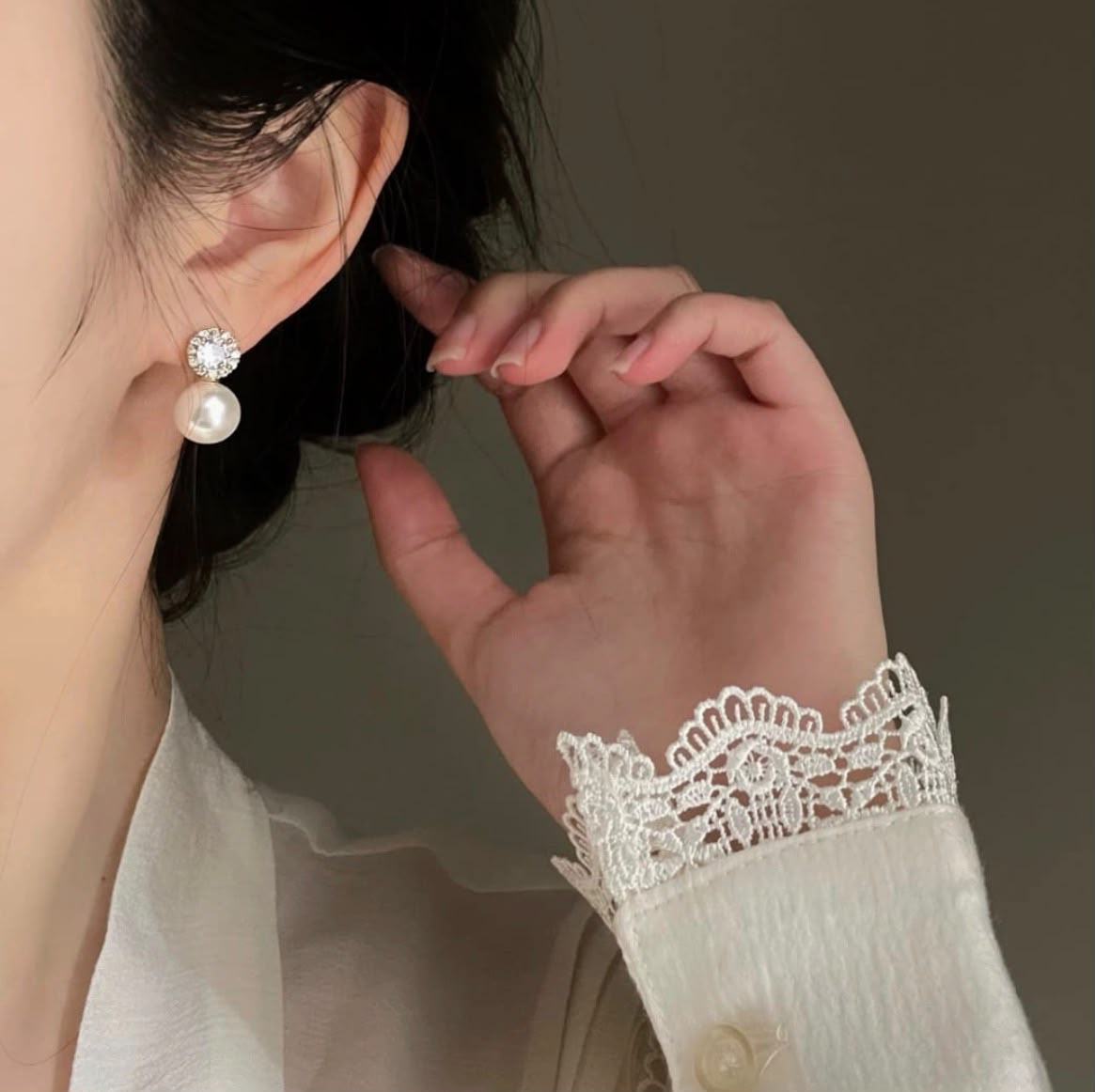 Elegant Pearl Drop Earrings, Gold Plated Crystal Stud Earrings for Women
