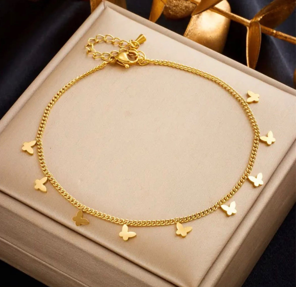Gold Butterfly Charm Necklace – Dainty Layered Chain Necklace for Women