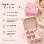 Personalized Jewellery Box with Mini Compact Mirror – Custom Name Gift for Her