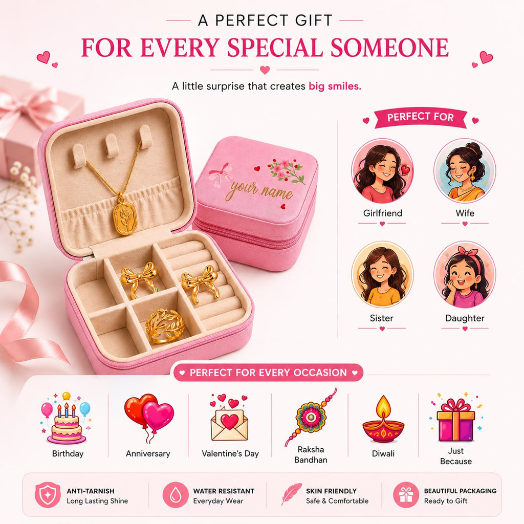 Mystery Jewelry Box for Women – Gold Plated Necklace, Earrings & Ring Set