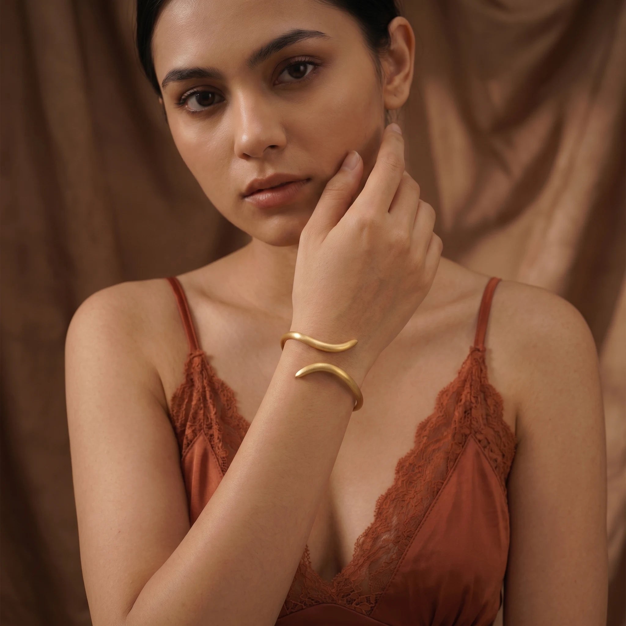 Wide Gold Geometric Cuff Bracelet | Gold Statement Cuff Bangle for Women