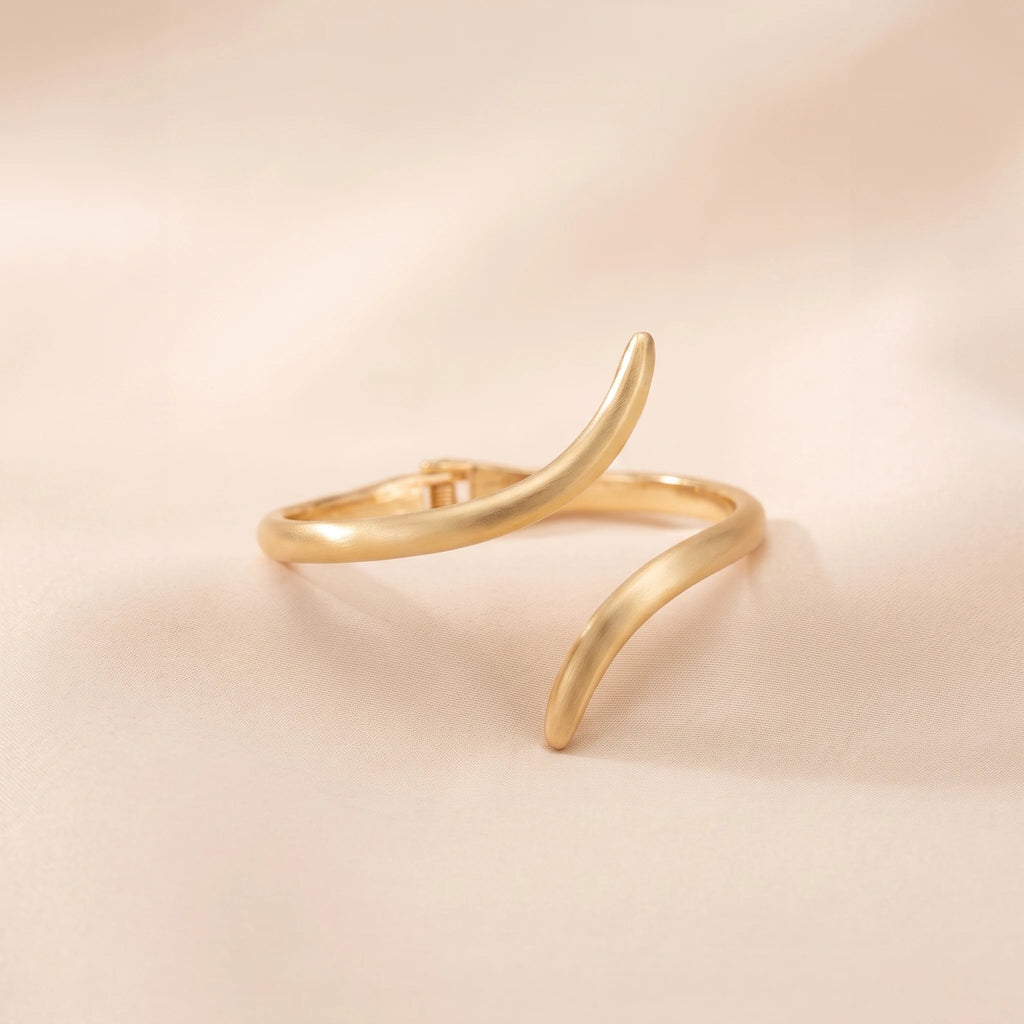 Wide Gold Geometric Cuff Bracelet | Gold Statement Cuff Bangle for Women