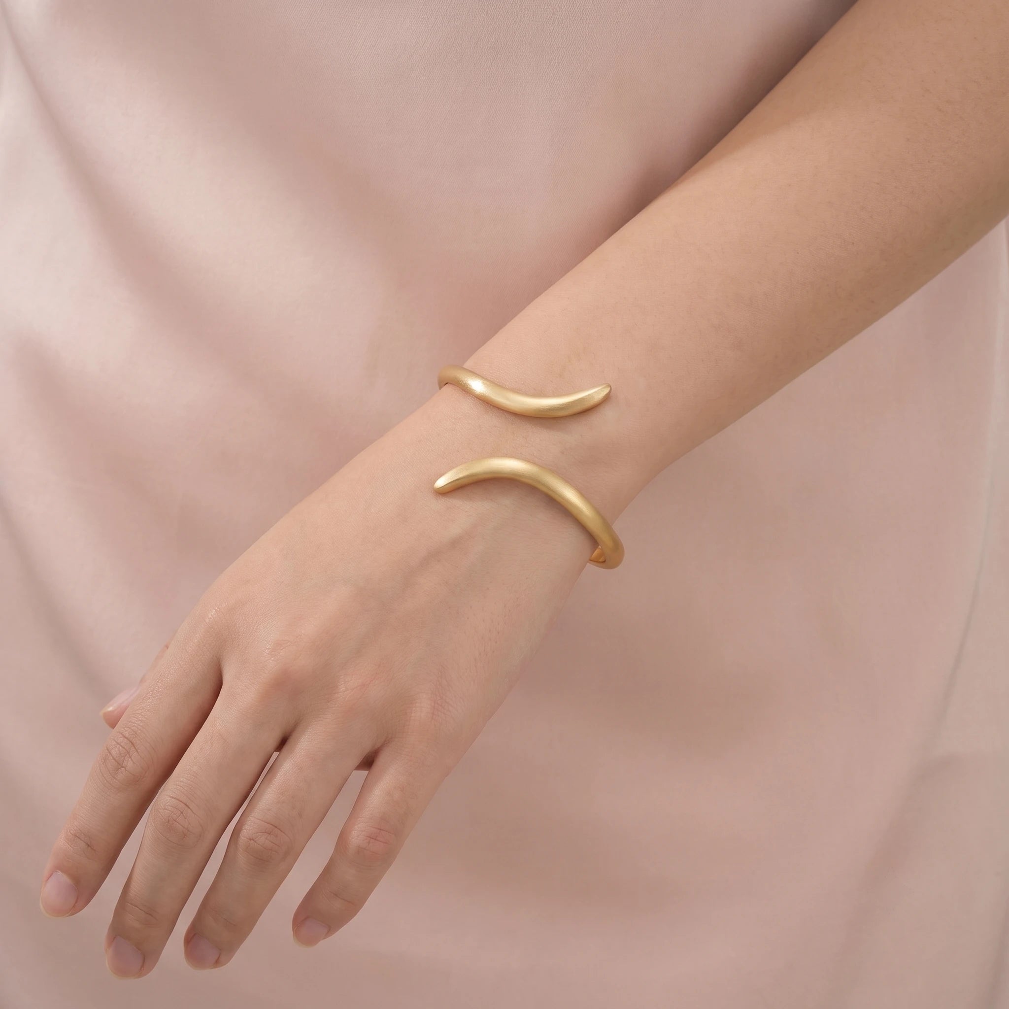 Wide Gold Geometric Cuff Bracelet | Gold Statement Cuff Bangle for Women