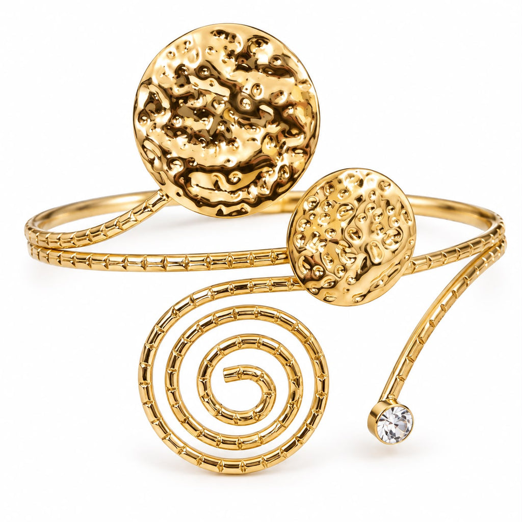 Gold Spiral Bajuband Arm Cuff for Navratri Garba | Oryxtrend